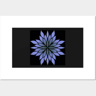 Lilac  floral symmetrical pattern with black background Posters and Art